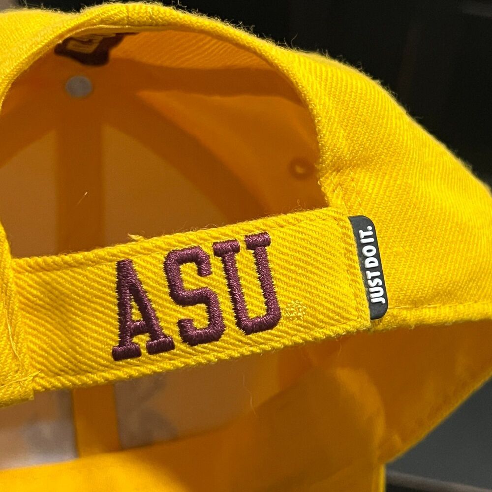 Nike Team Issued 90s Arizona State Sun Devils ASU Sparky Hat Strapback Yellow - Picture 4 of 8